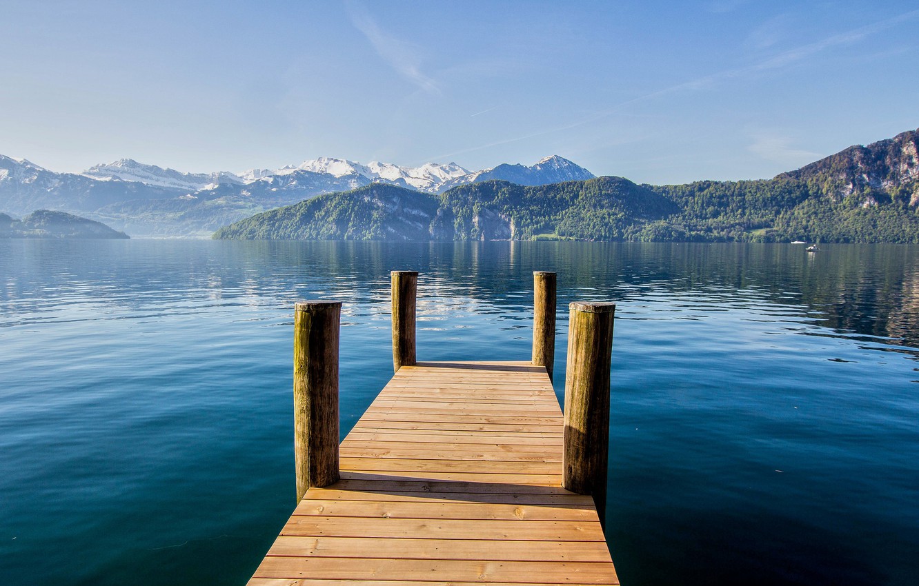 Wallpaper Mountains Lake Calm The Bridge Switzerland Weggis