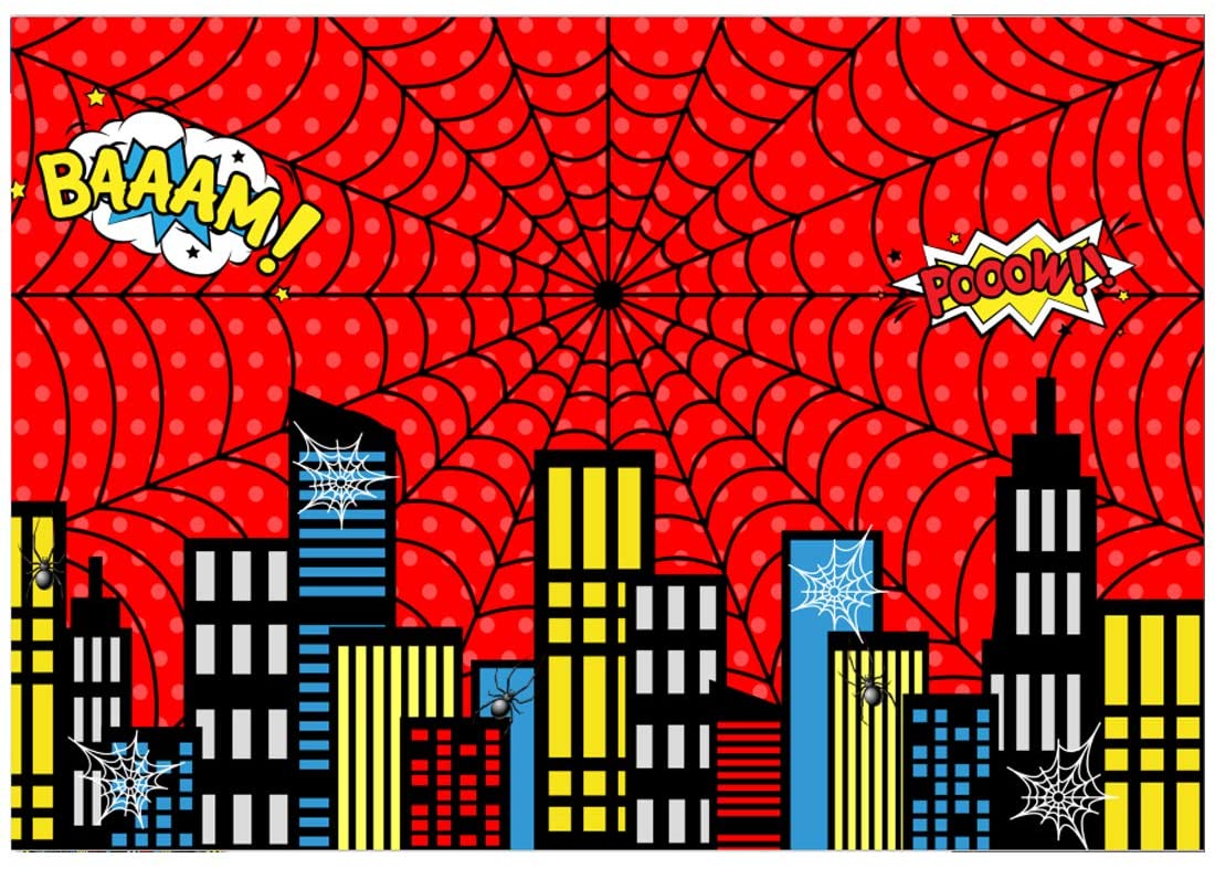 Amazon Allenjoy Red Superhero Theme Cityscape Backdrop