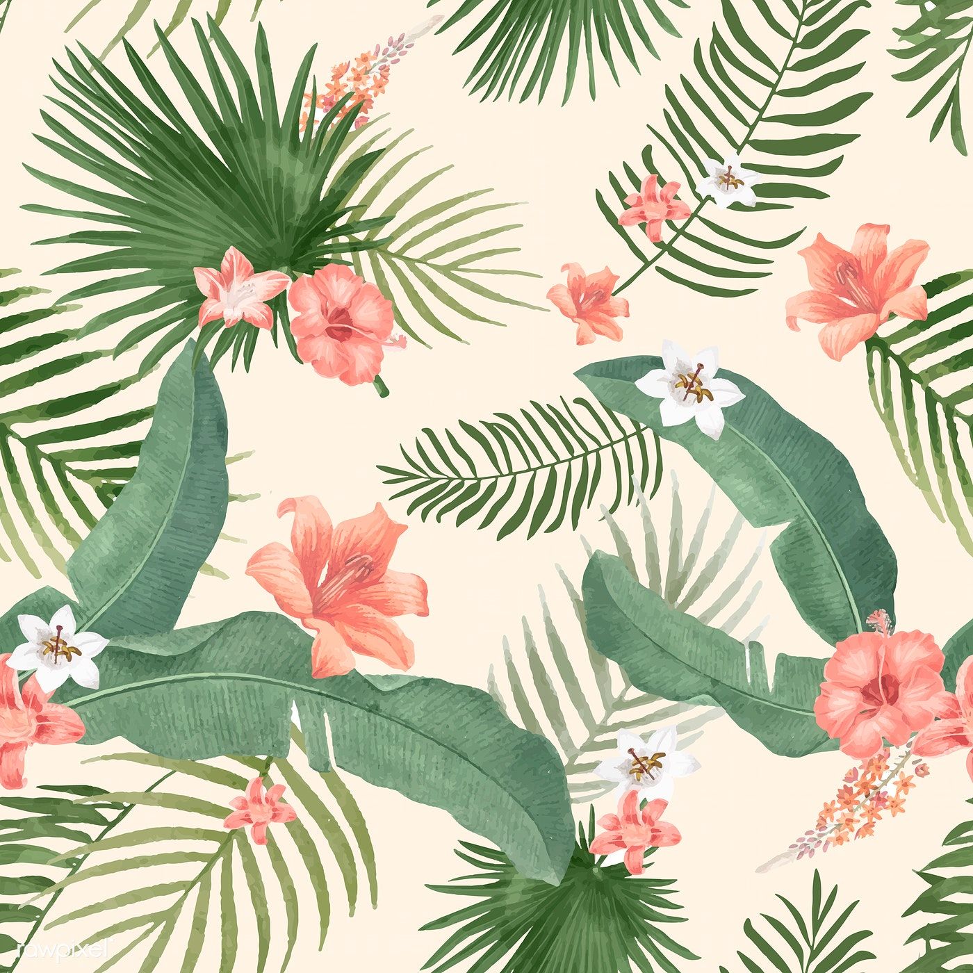 Premium Vector Of Tropical Background With Palm Leaves