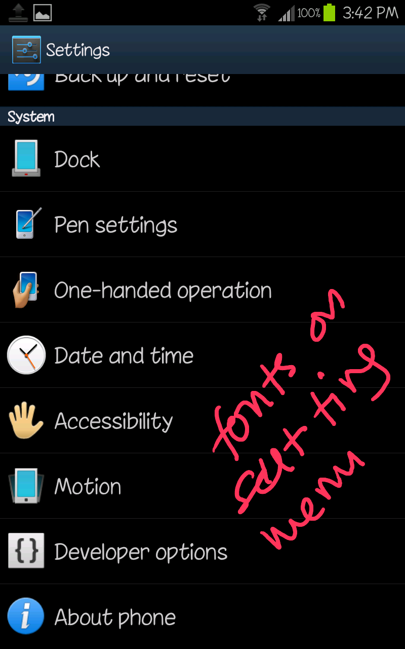 Samsung Galaxy S3 Font Its galaxy s3 setting menu
