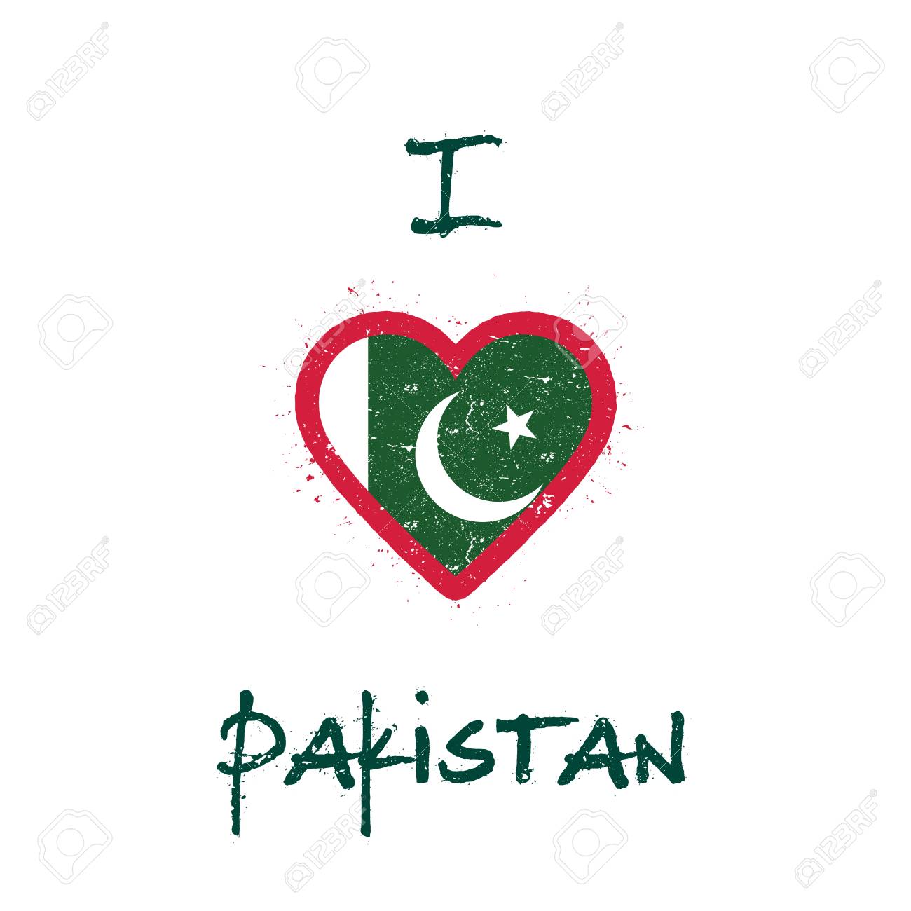I Love Pakistan T Shirt Design Pakistani Flag In The Shape Of