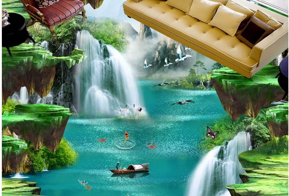 Wallpaper Alam Dimensi Di Pemandangan Air Terjun