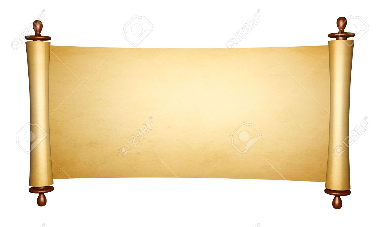 Vintage Roll Of Parchment Isolated On White Background Stock