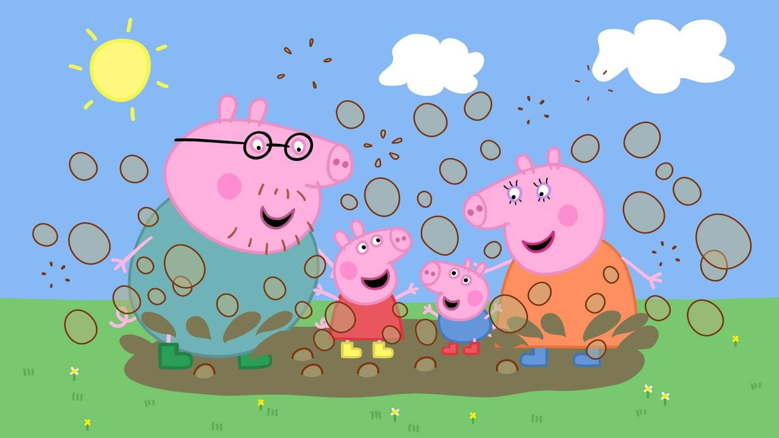 Peppa Pig Family Jumping in Muddy Puddles
