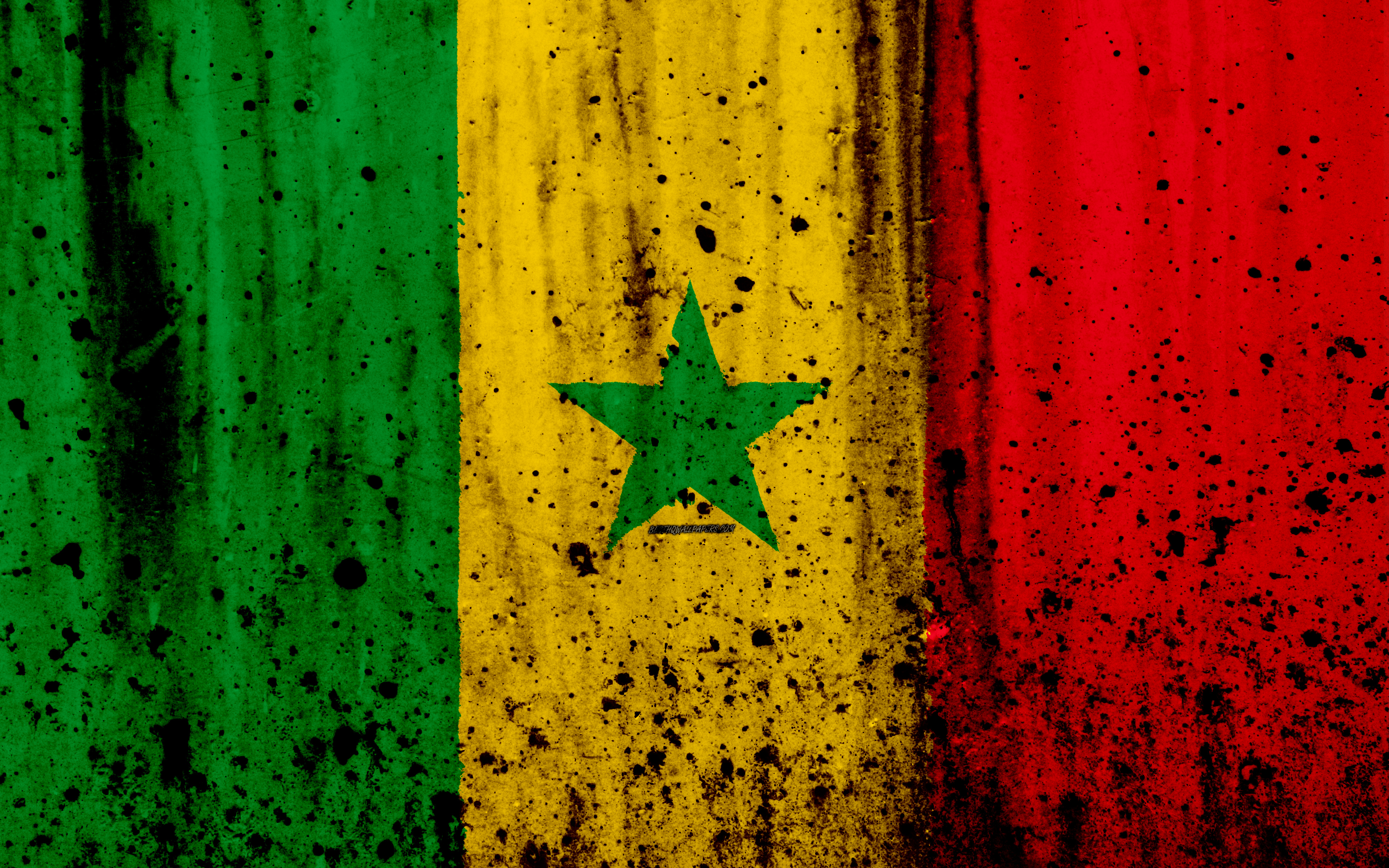 Wallpaper Senegalese Flag 4k Grunge Of Senegal