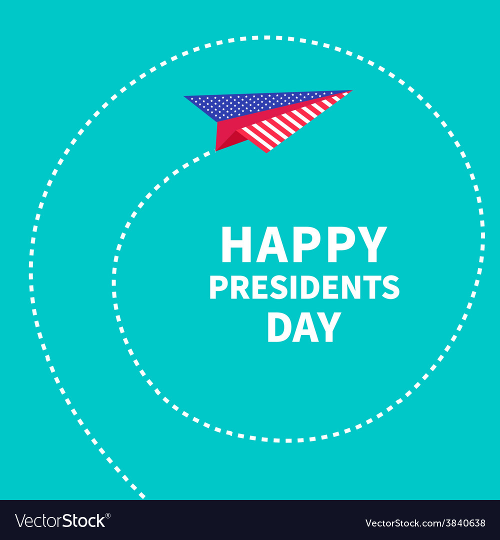 Presidents Day Background Paper Plane Dash Line Vector Image