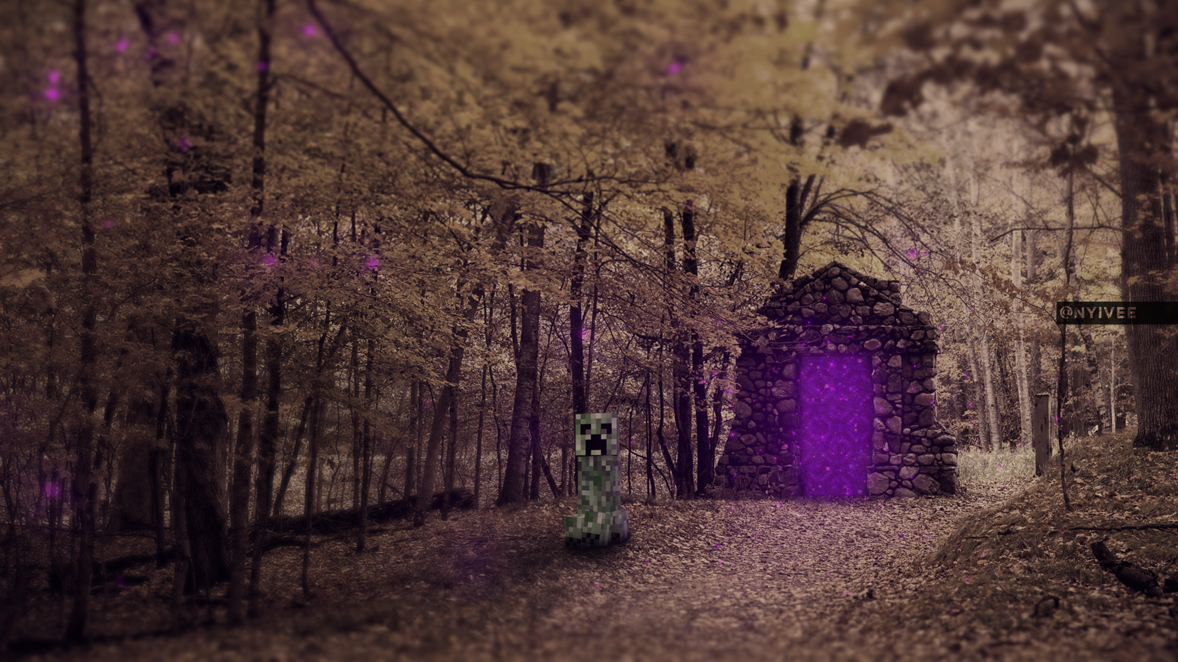 Minecraft Nature Realistic Creeper Landscape Her Portal