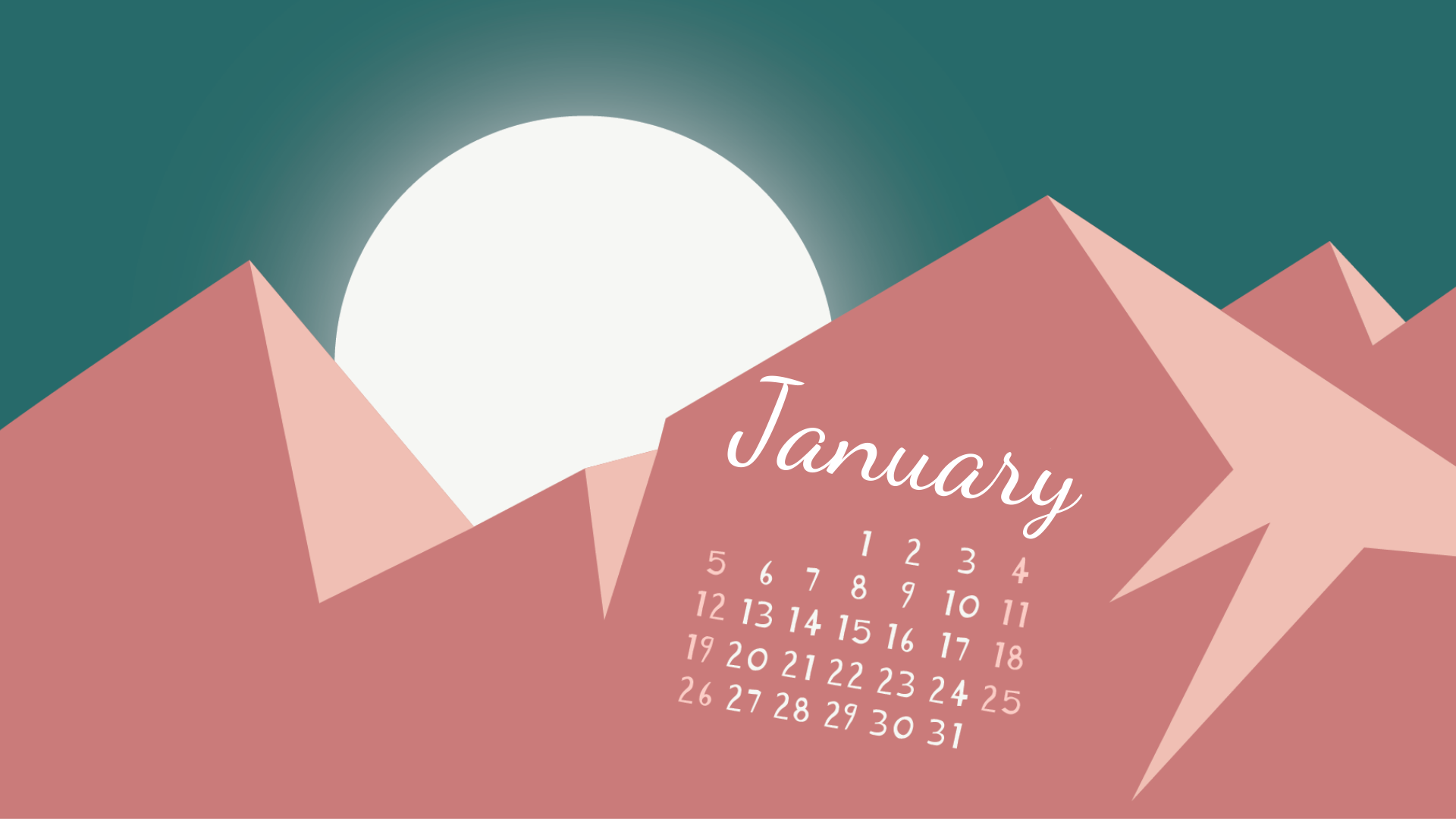 January Desktop Calendar Wallpaper
