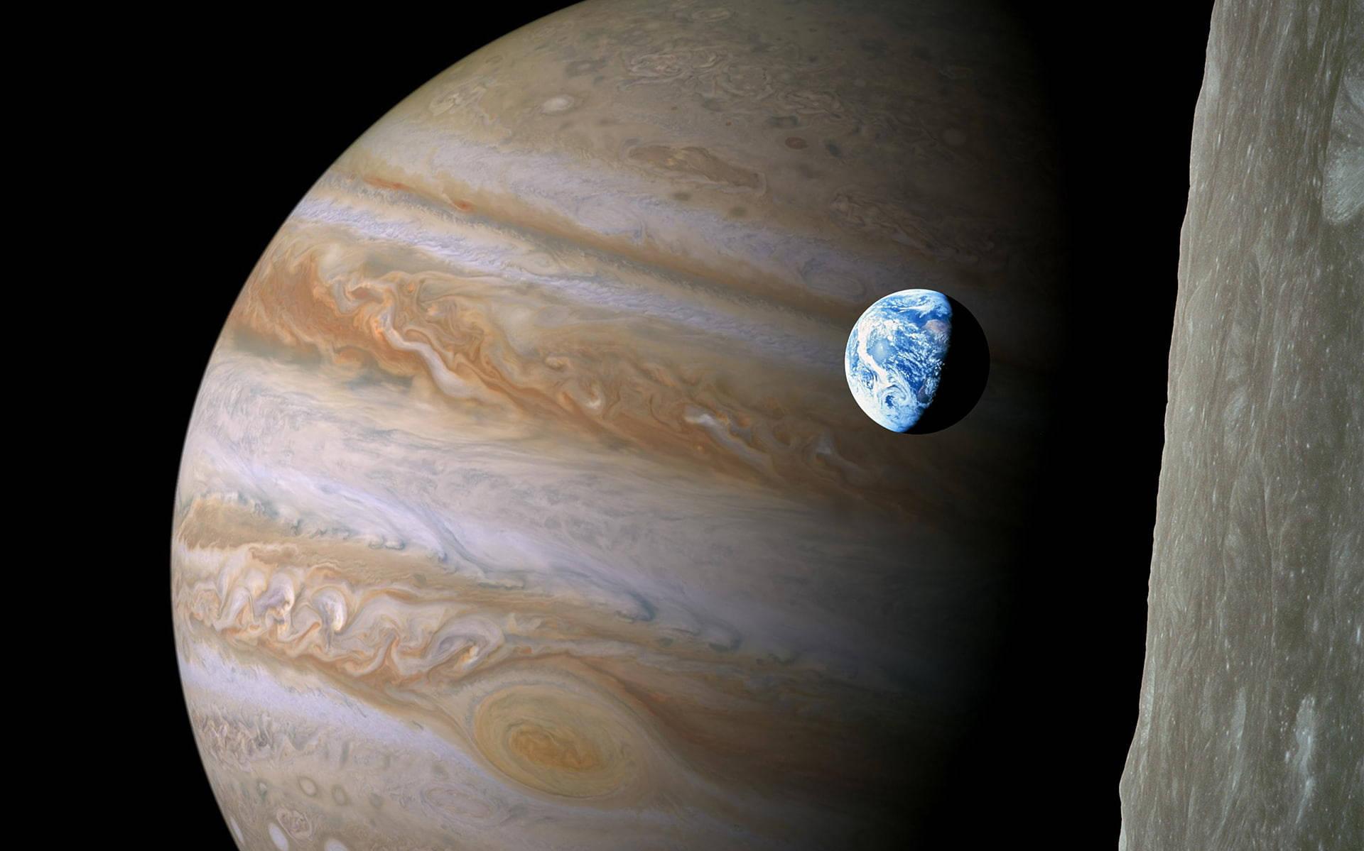 Earth Vs Jupiter 4k Wallpaper