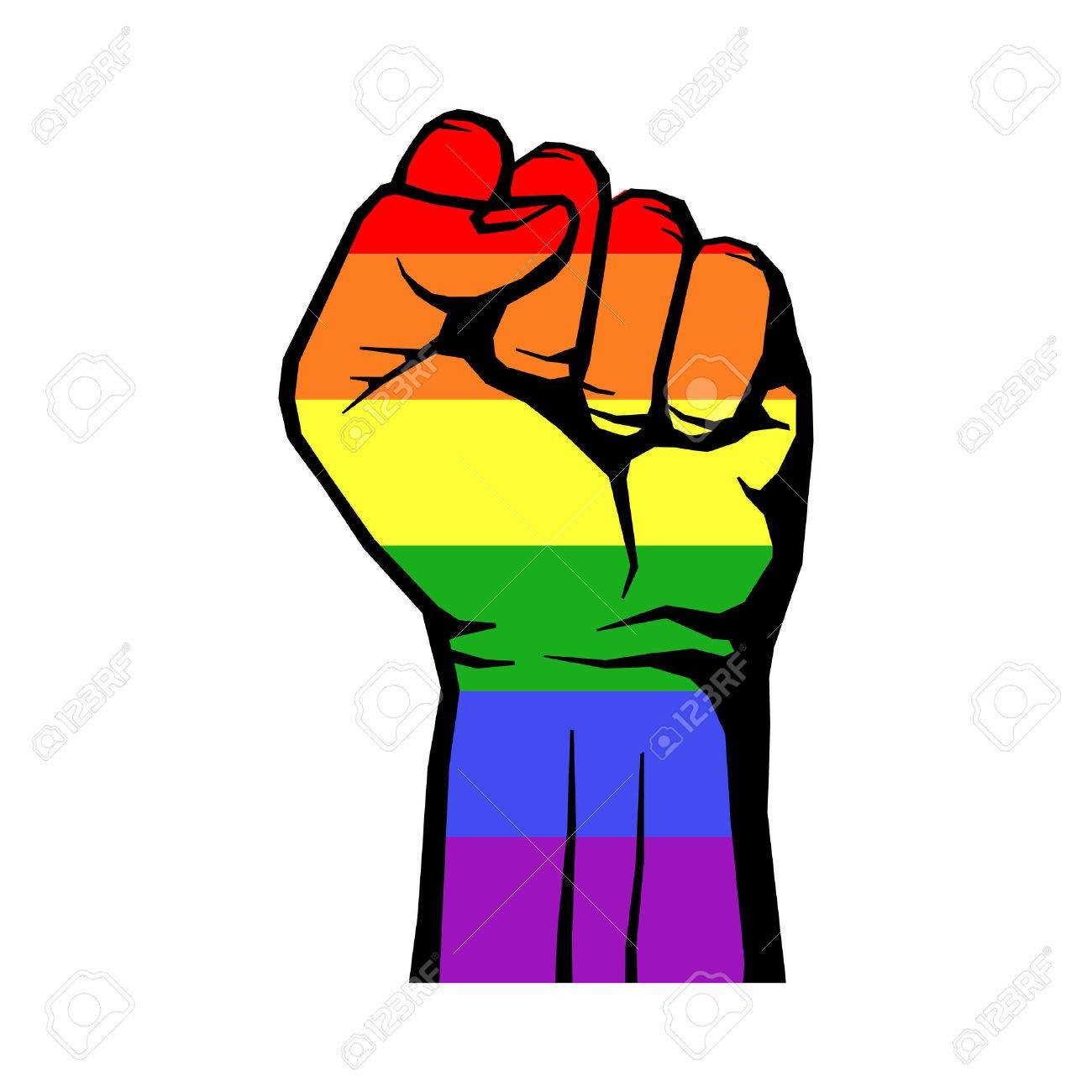 Fight For Gay Lgbt Rights Rainbow Fist White Background Struggle