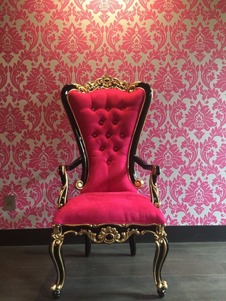 Gryphon Reine Arm Chair Fuchsia Gold Black Client Photo In
