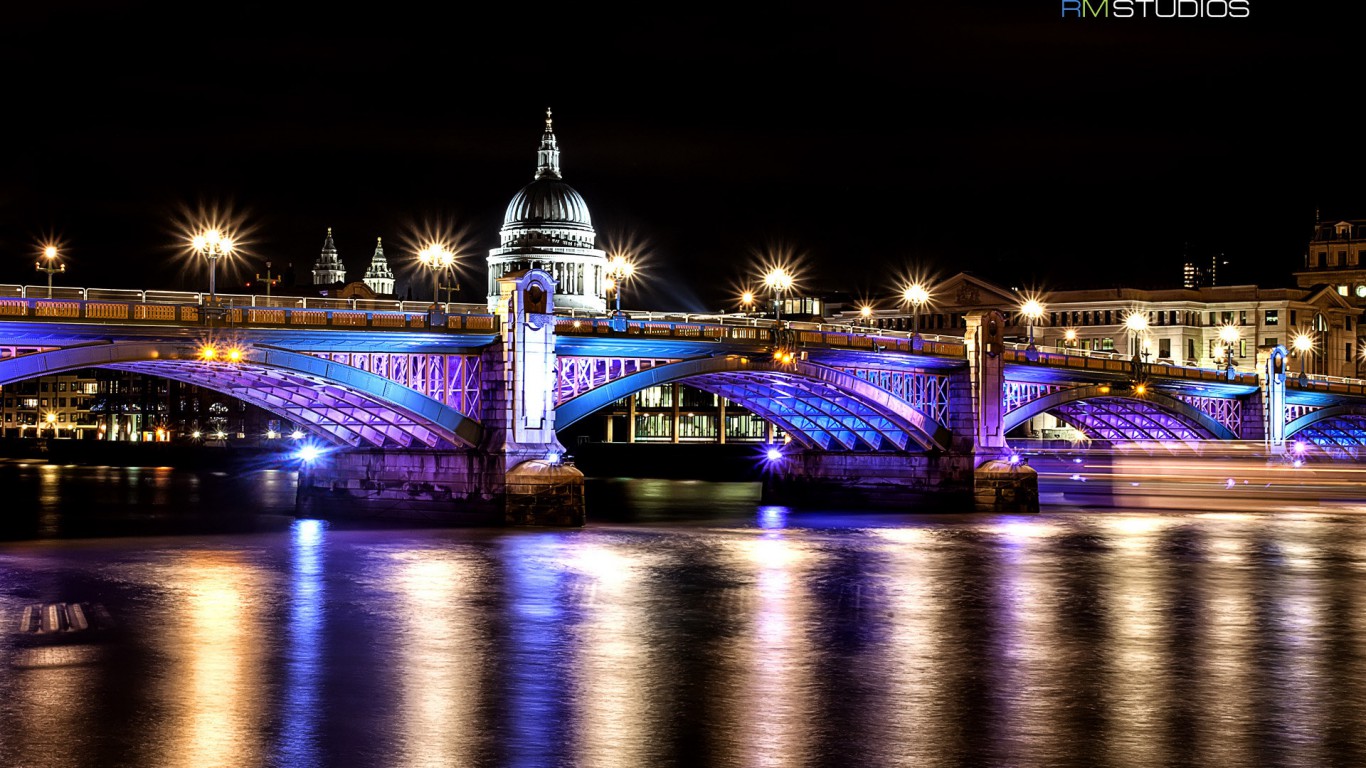 London City Wallpaper Bridge Night Scene HD