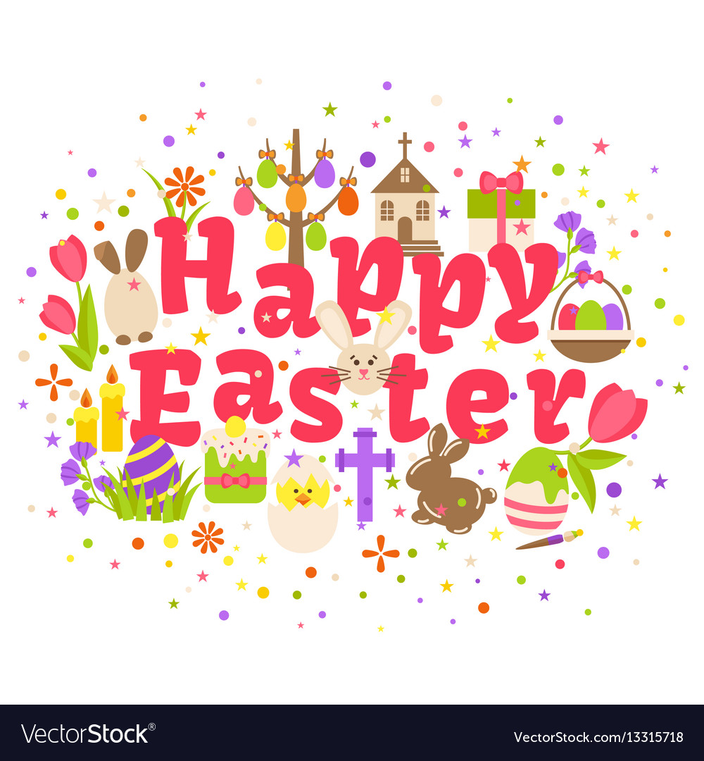 Happy easter label isolated on white background Vector Image