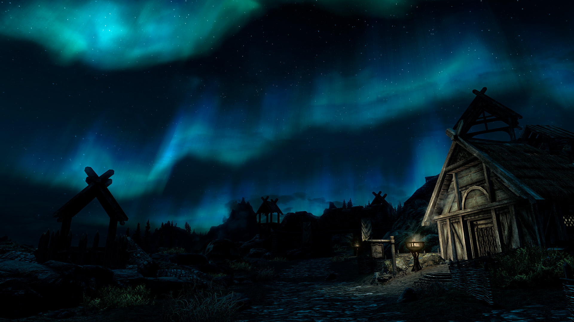 Borealis Northern Lights Night Skyrim Elder Scrolls Stars Wallpaper