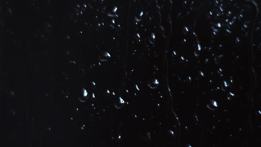 Drops Of Clear Water On A Glass Pure Black Background HD High