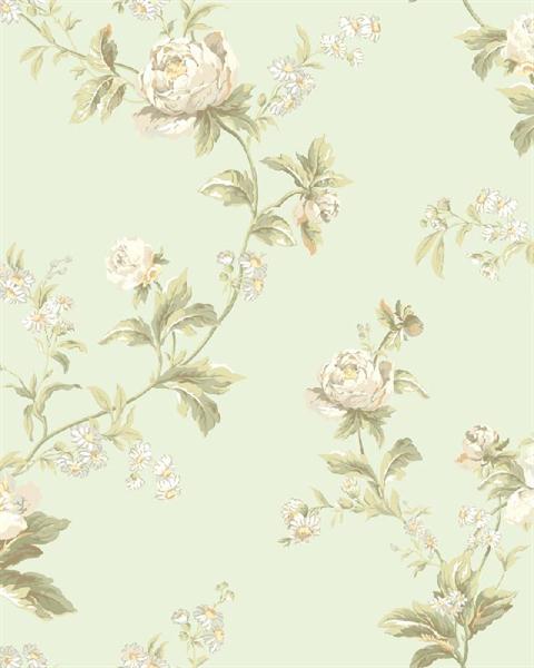 Wa7754 Waverly Classics Green Forever Yours Trail Floral Wallpaper