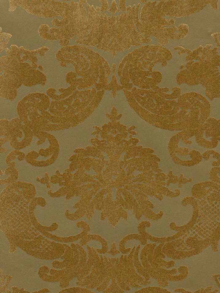 Victorian Flocked Velvet Wallpaper Gold On Aged Flk