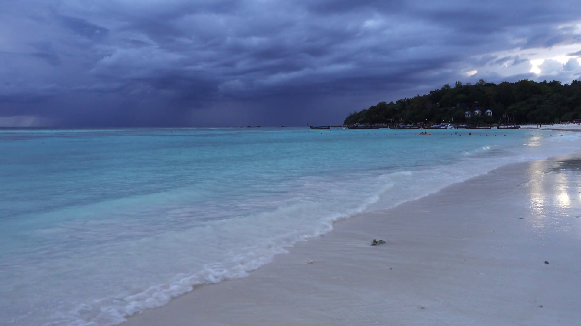 White Sandy Beach On Background Of Stormy Sky Stock Video Footage