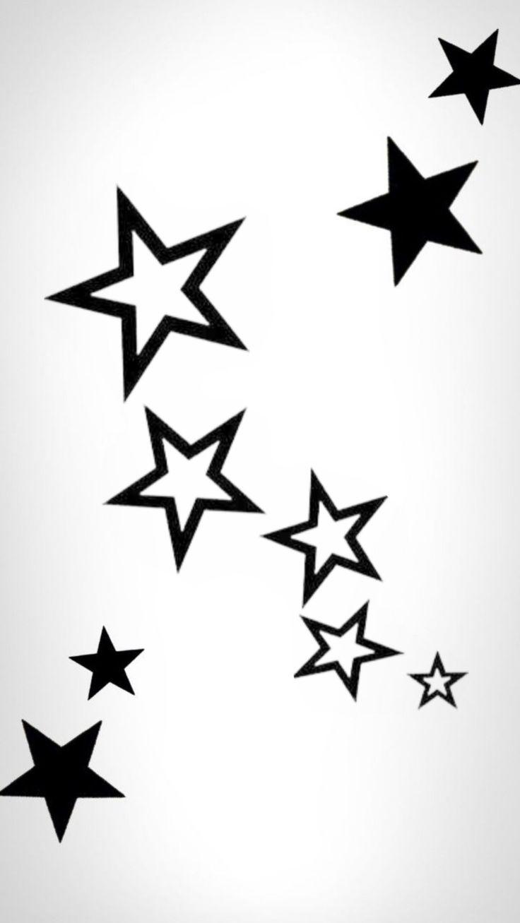 Y2k Black Stars On White Background In And