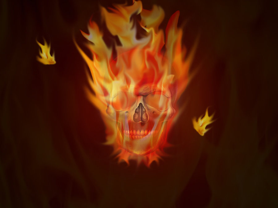 Wallpaper Skull In Fire By Cristian79