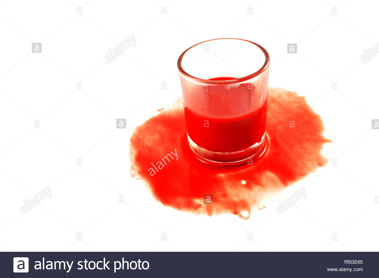 Bleeding Blood In The Glass On White Background Concept Of