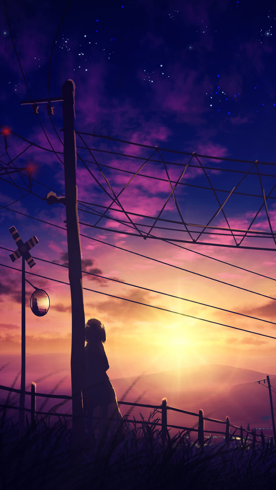 Sunset Anime Scenery Night Sky Silhouette Art Wallpaper 4k Pc