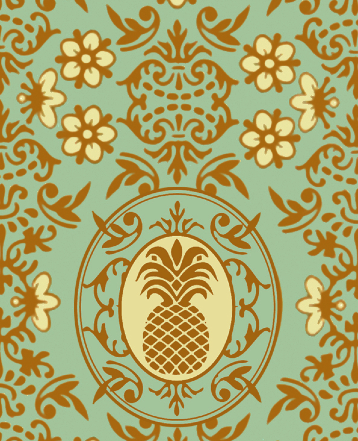 Cute Pineapple Background Logo Wallpaper Design