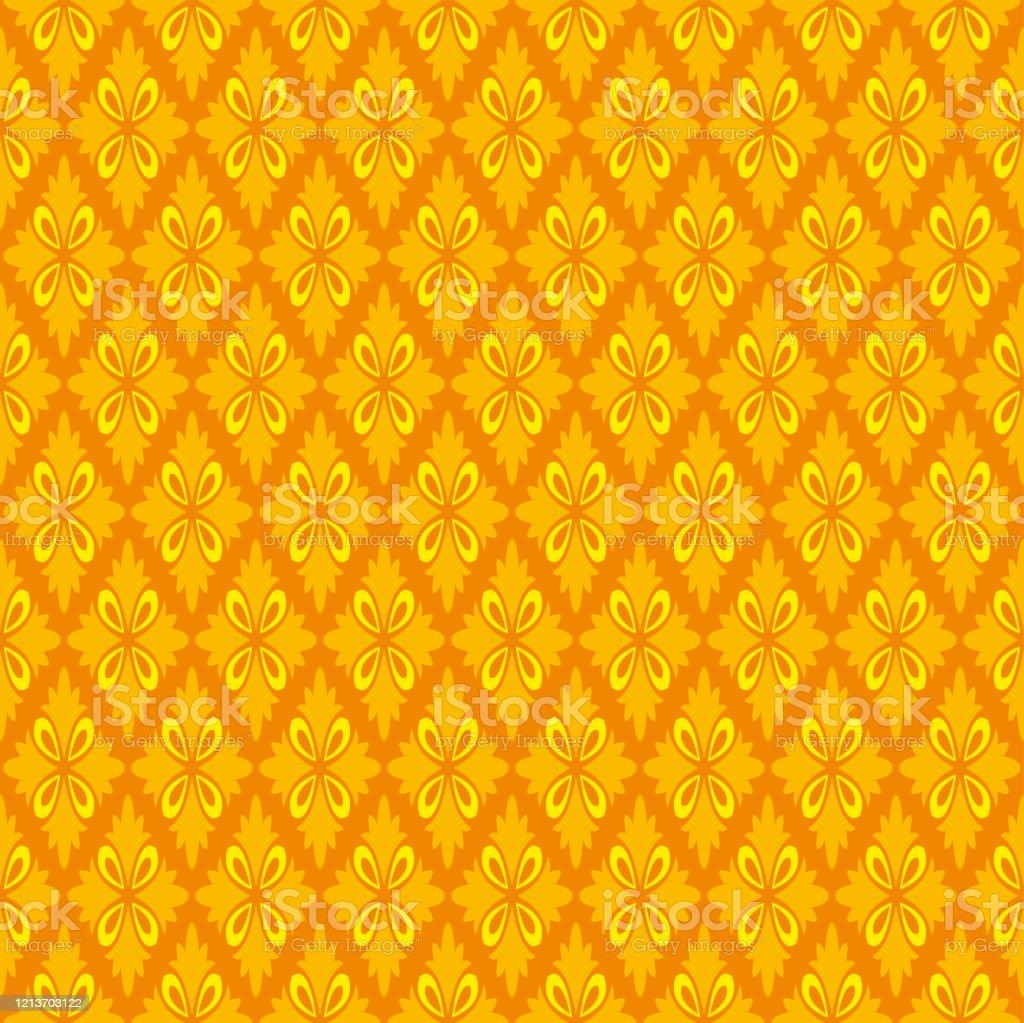 Vector Background Wallpaper Yellow Floral Pattern On Orange