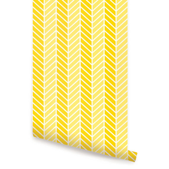 Two Tone Yellow Peel Stick Fabric Wallpaper Repositionable