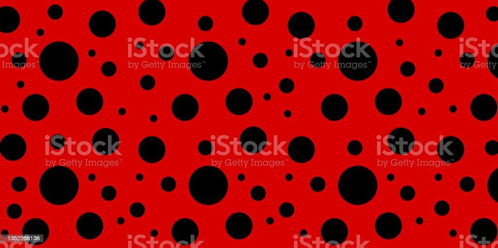 Ladybug Seamless Pattern With Red Background And Black Spots Print