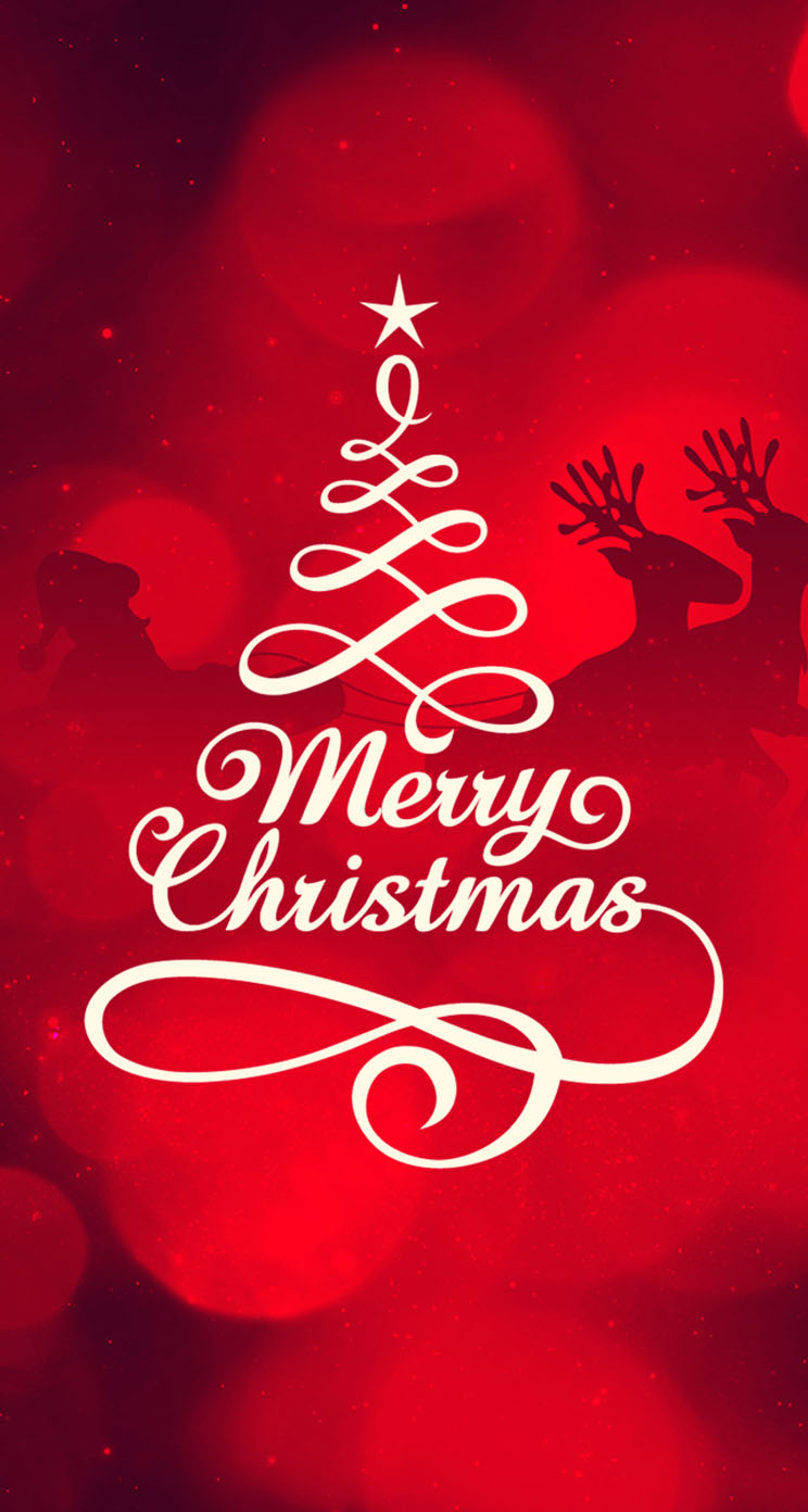 Merry Christmas Typography iPhone Wallpaper Tags Design