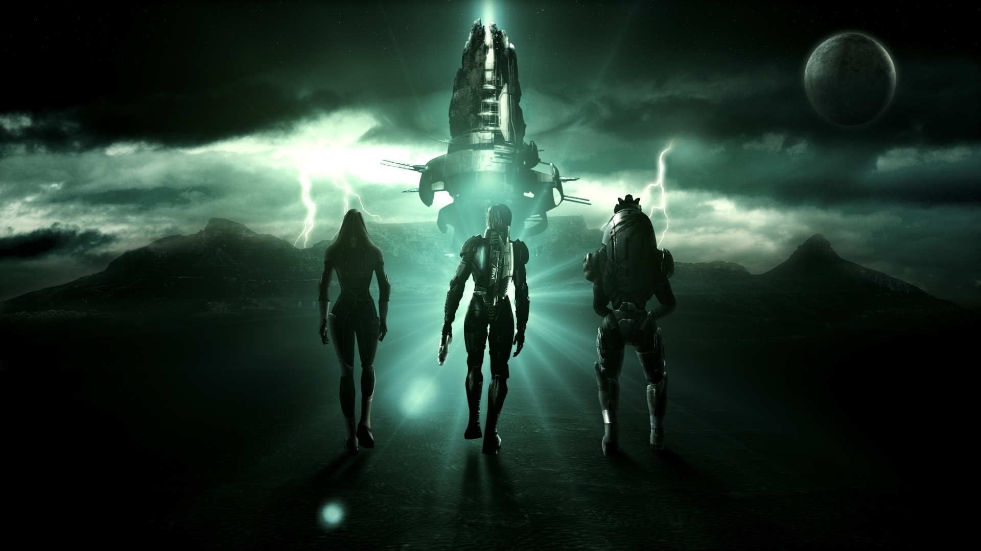 HD Wallpaper Mass Effect Tali Zorah Characters Spaceship Sky Clouds