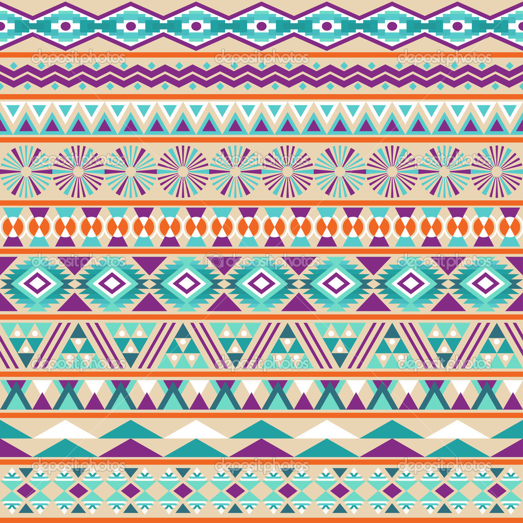 Tribal Striped Seamless Pattern Geometric Multicolor Background