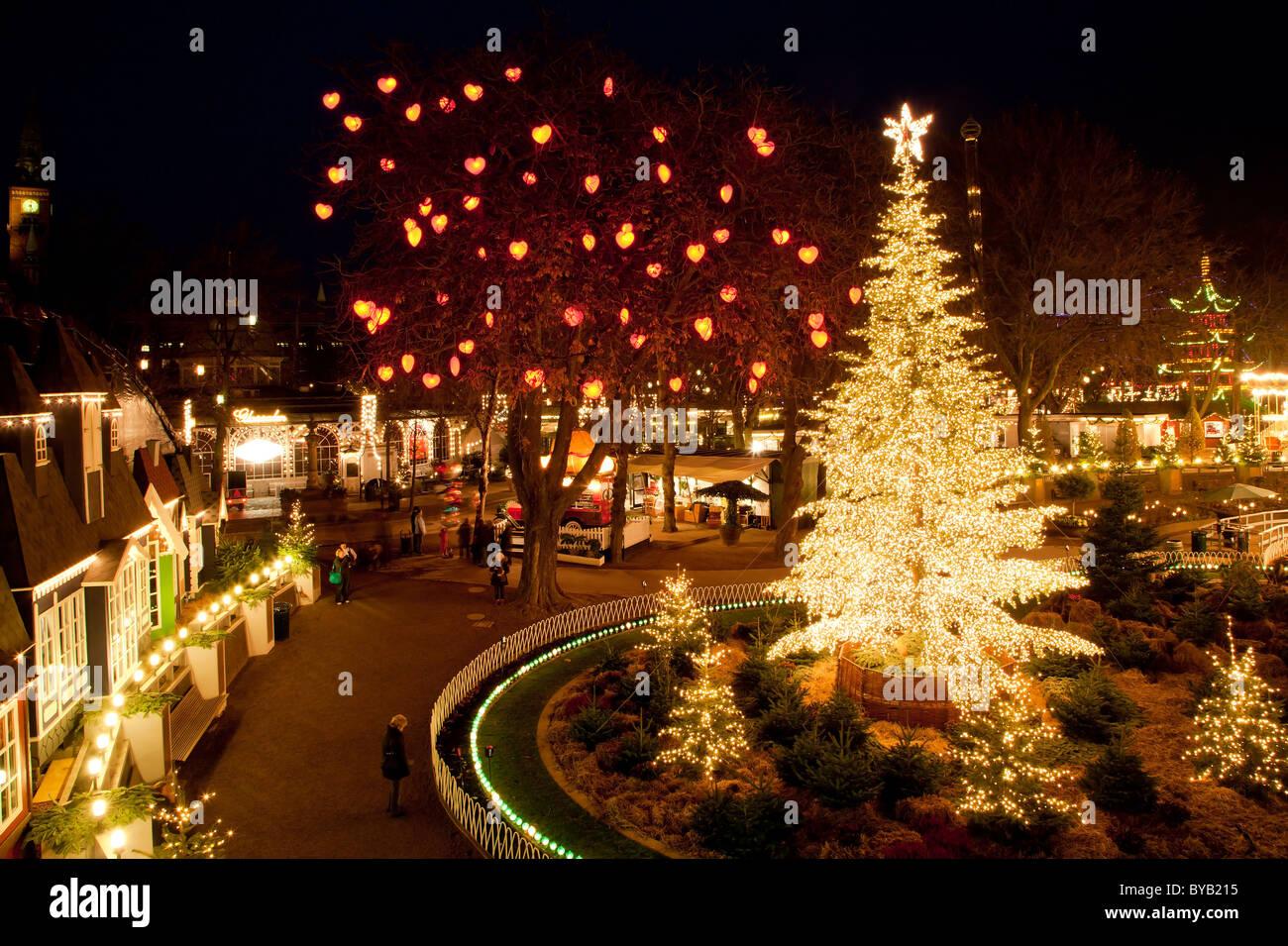 The Christmas Tree In Tivoli Copenhagen Denmark Europe Stock