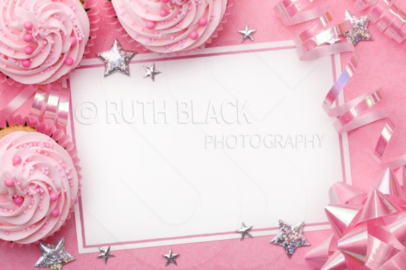 Pink Party Background With Cupcakes Royalty Stock Photo