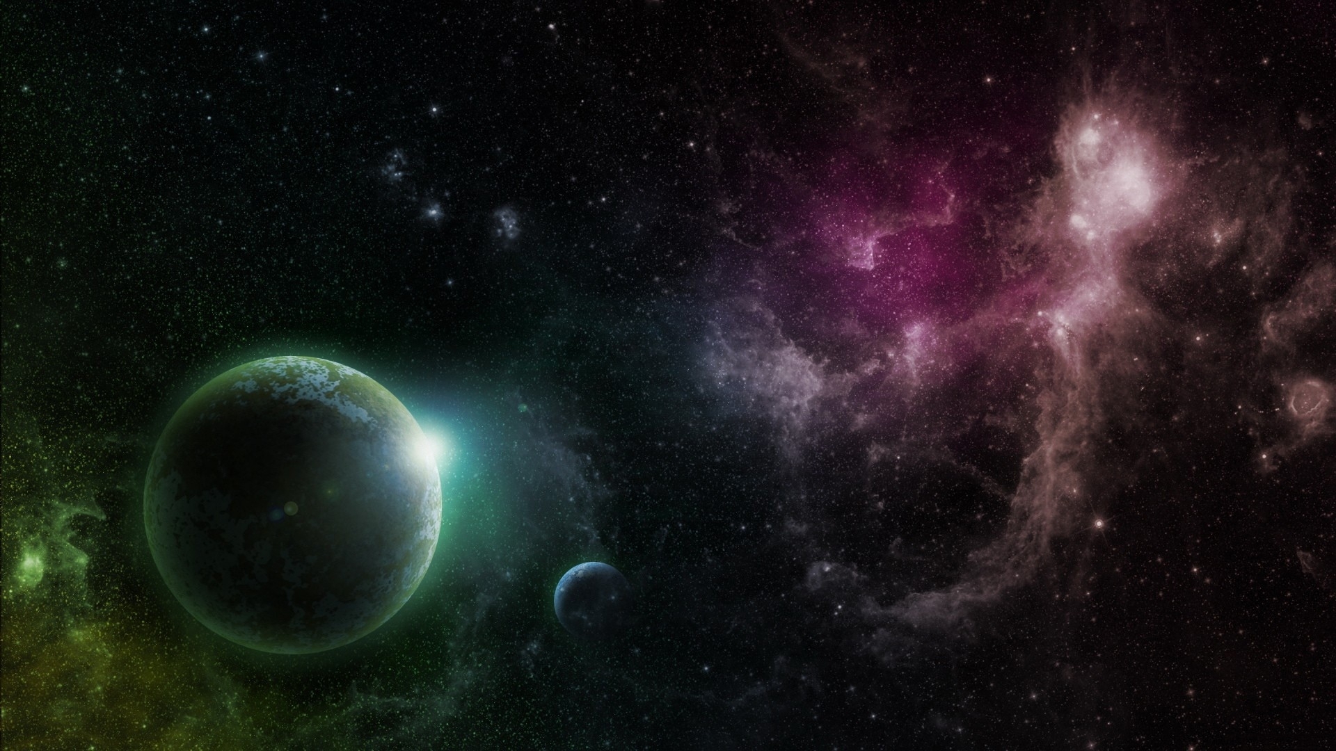Free Download 1920x1080 Purple Green Galaxy Planets Desktop Pc And