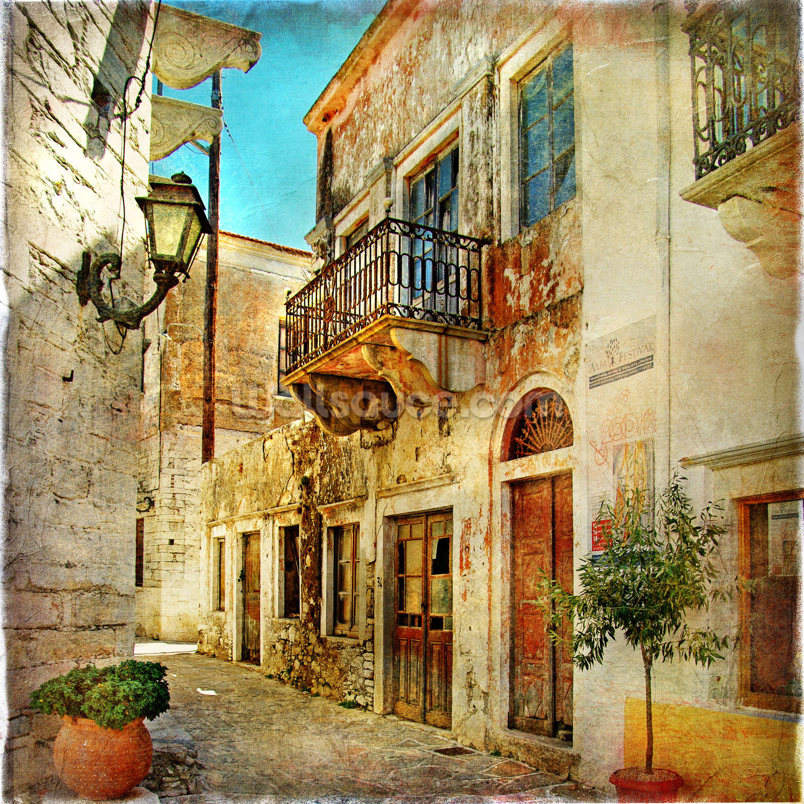 Old Town Greece Wall Mural Wallpaper