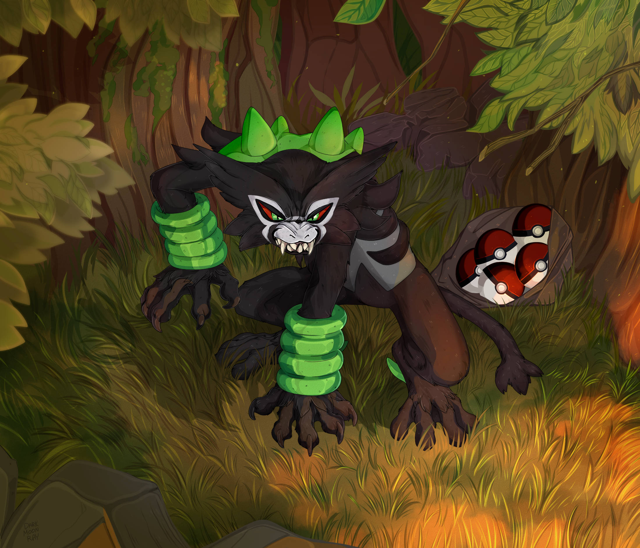 Zarude Hiding Pok Balls Wallpaper