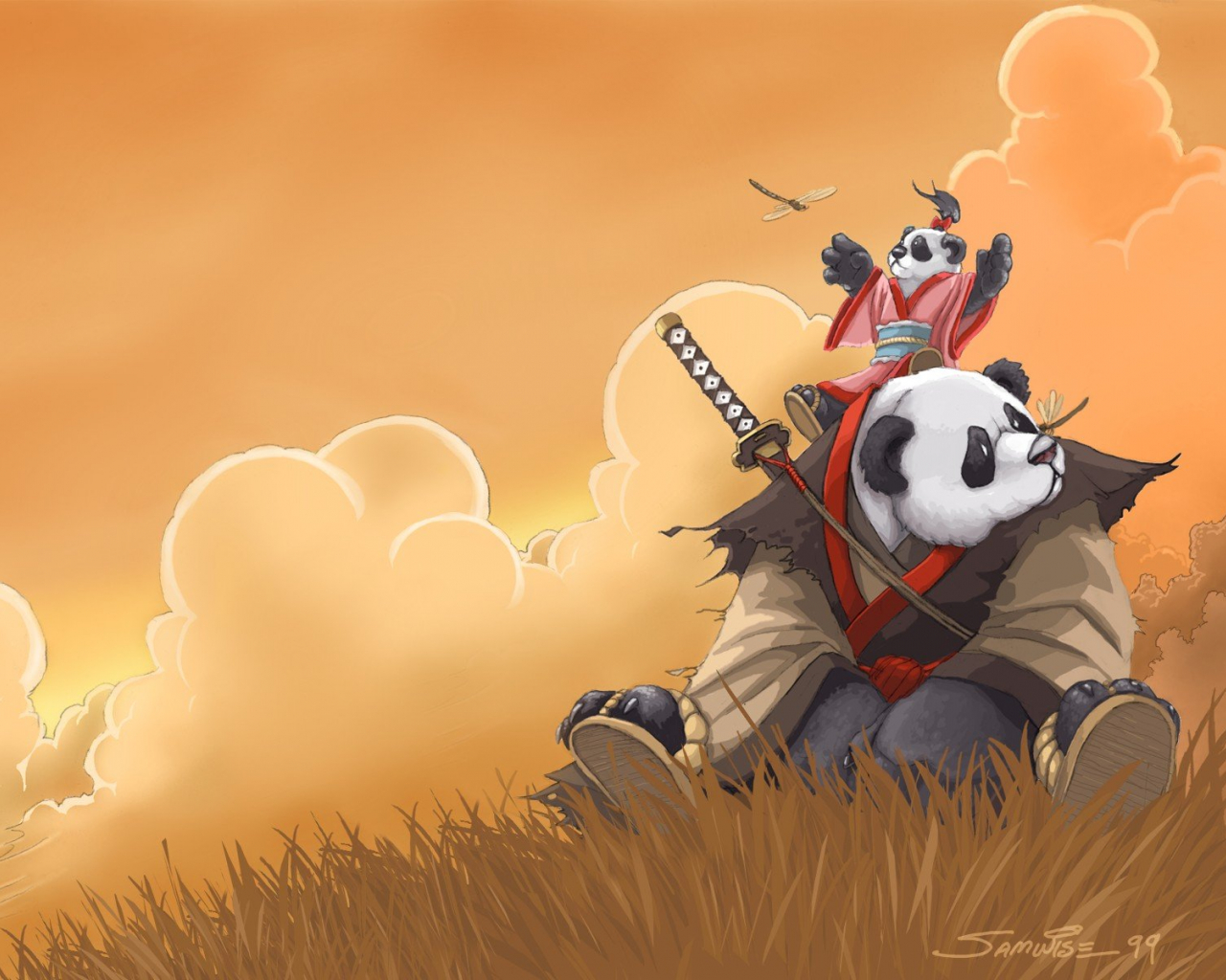 Samurai Panda Wallpaper Art
