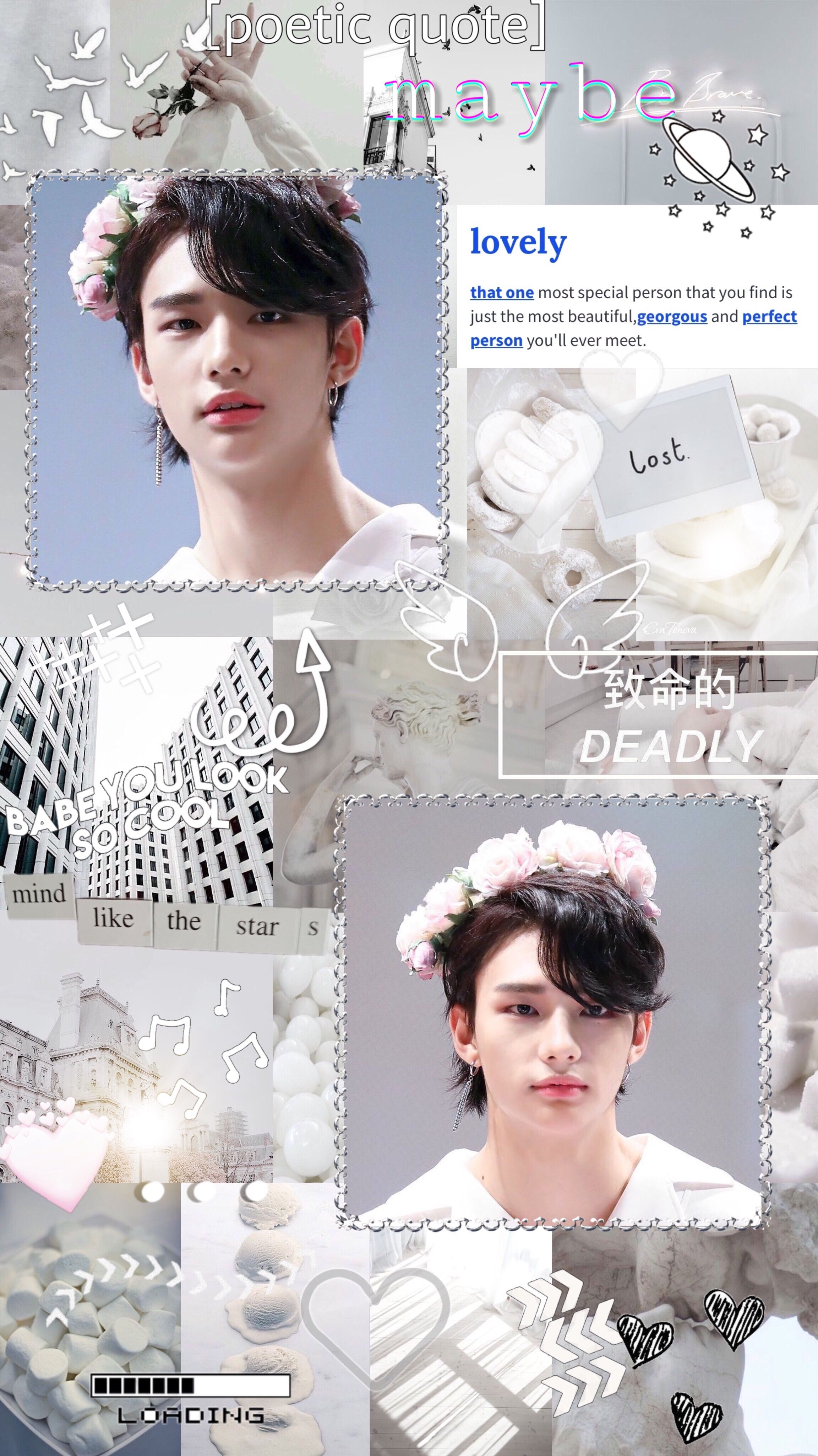 Skz Hyunjin white aesthetic wallpaper moodboard Aesthetic 2304x4096