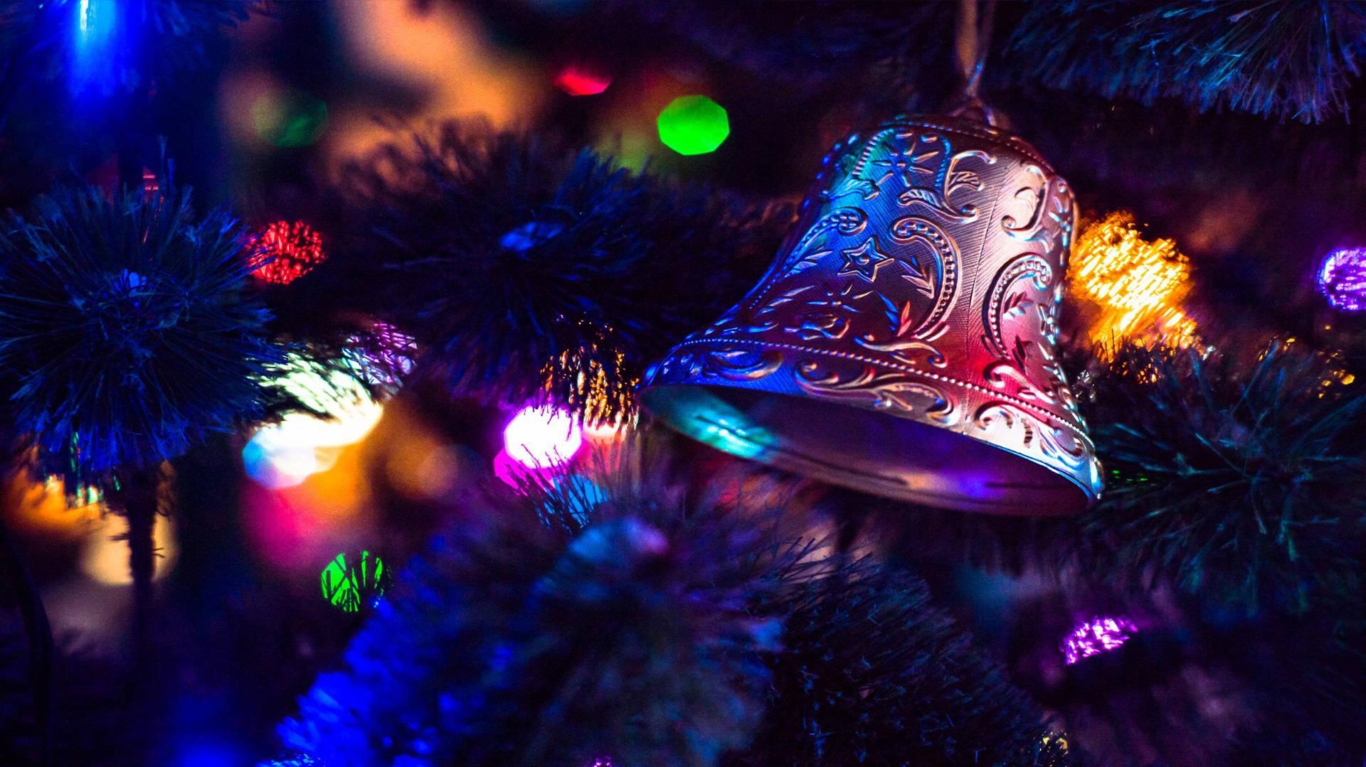 Download Christmas Bell Colorful Lights Wallpaper