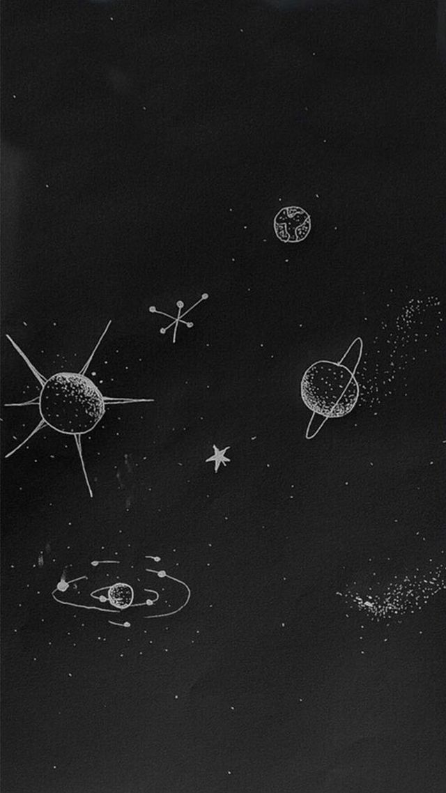 Stars And Plas Space Doodle iPhone Wallpaper