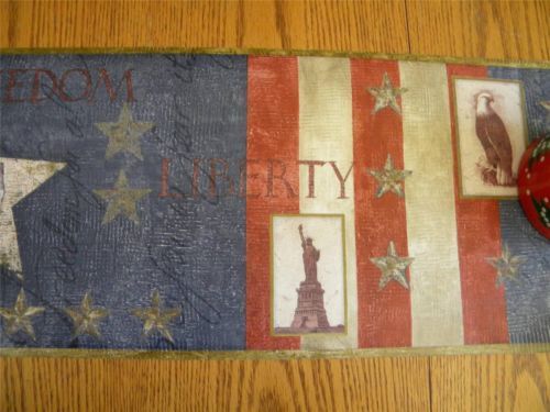Wallpaper Border Chesapeake Cl4125 1b Patriotic Vtg American Flag