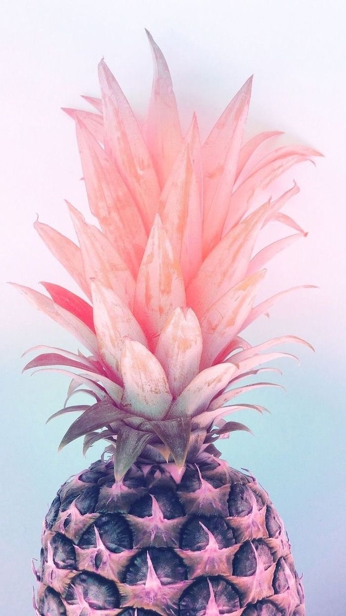 Pineapple Pink Crown Summer Wallpaper Blue Background In