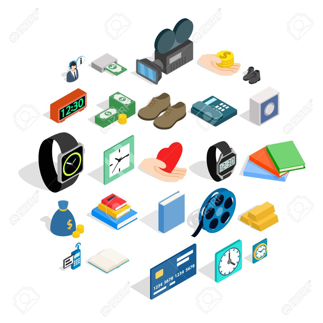Pledge Icons Set Isometric Of Vector For