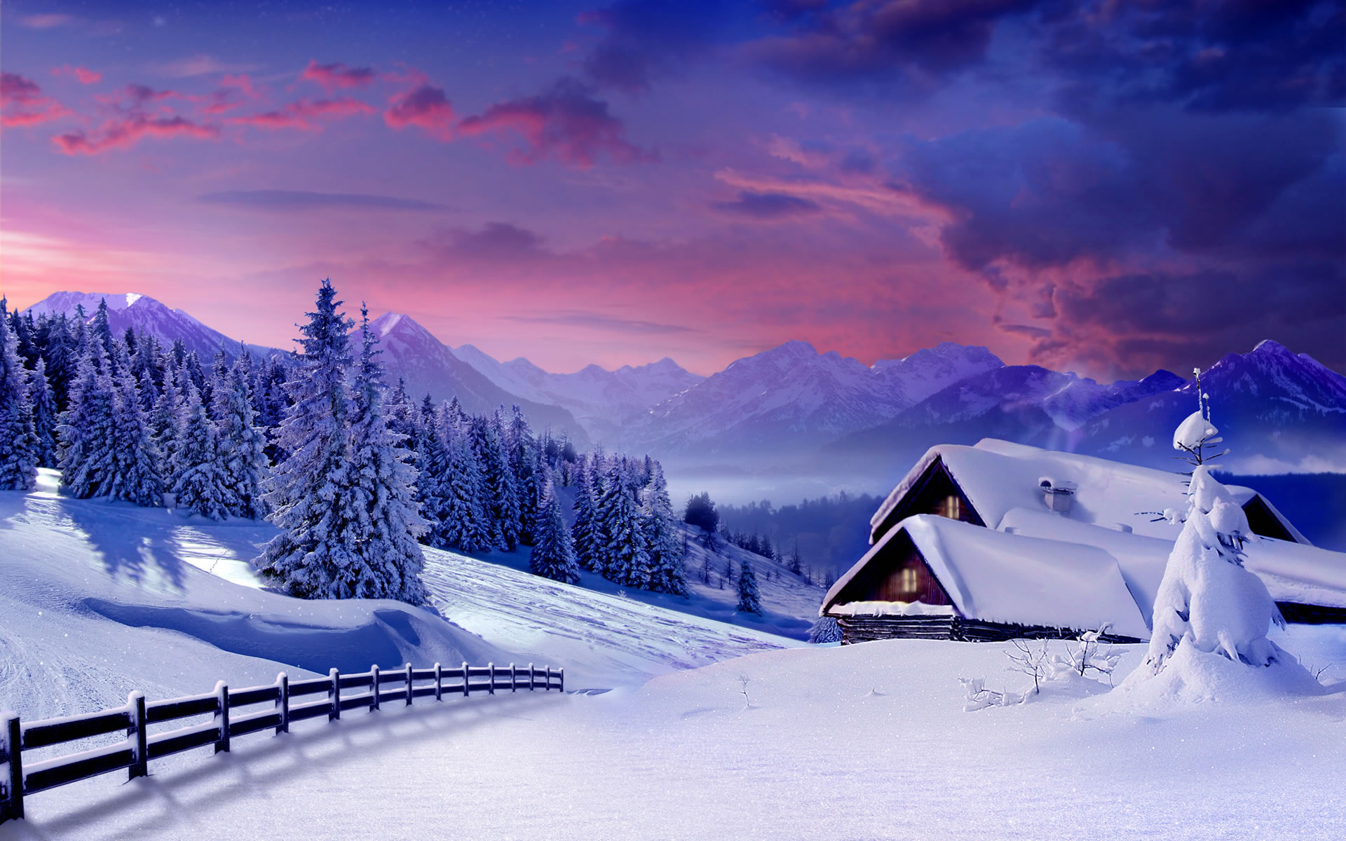 Winter In The Mountains Wallpaper HD