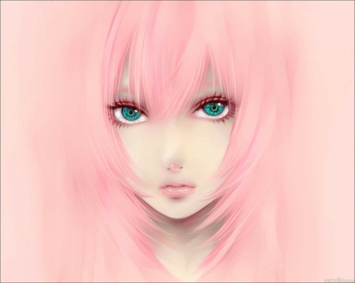 Pink Blue Eyes Hair Artwork Drawings Anime Wallpaper