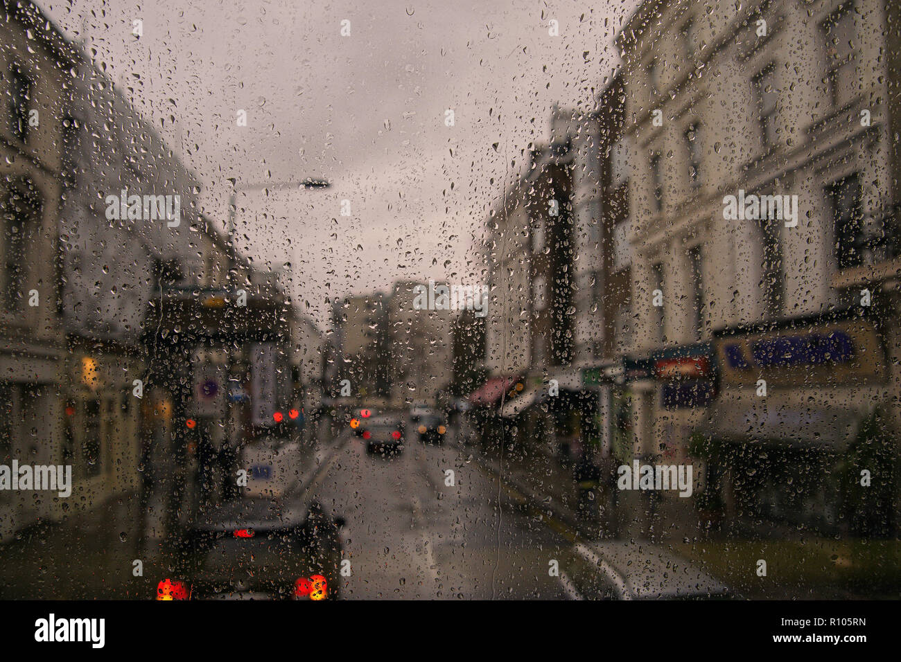 Rainy Winter Evening In London United Kingdom Through The