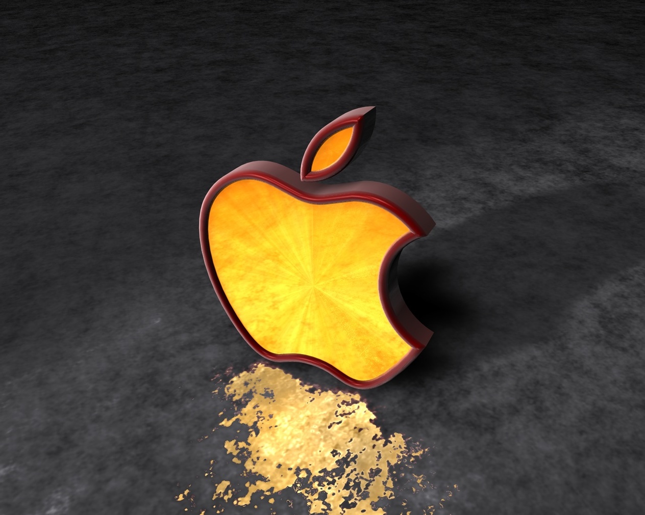 3d Apple Yellow Logo Mac Wallpaper