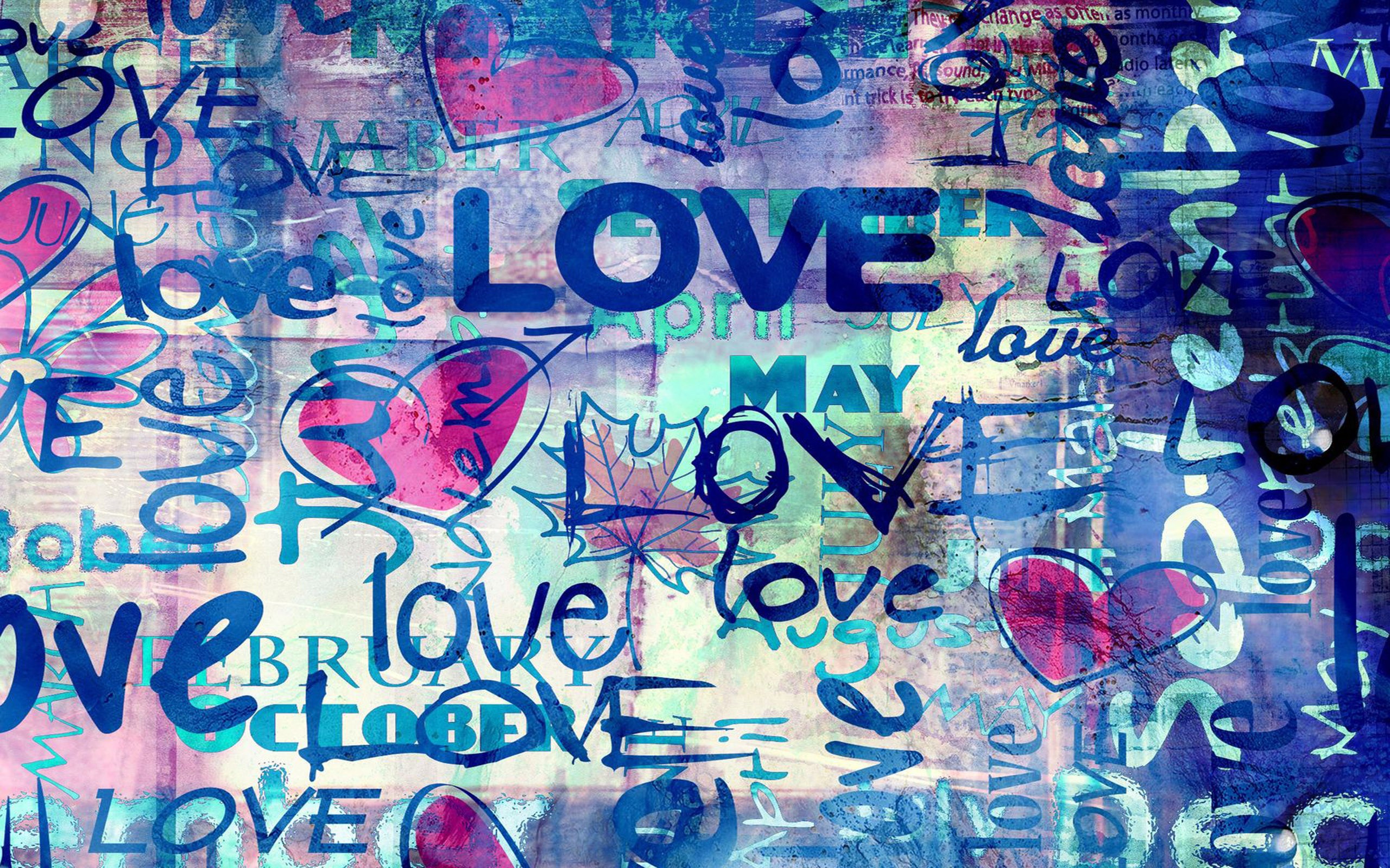 Abstract Love Multicolor Quotes Words Wallpaper